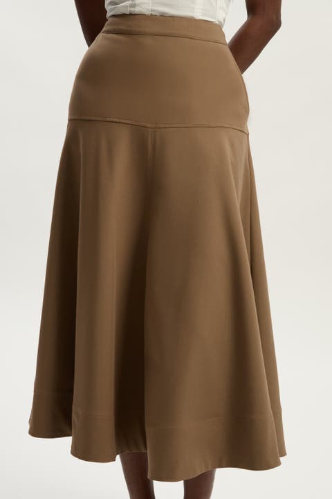 Viscose Blend Tailored Full Skirt