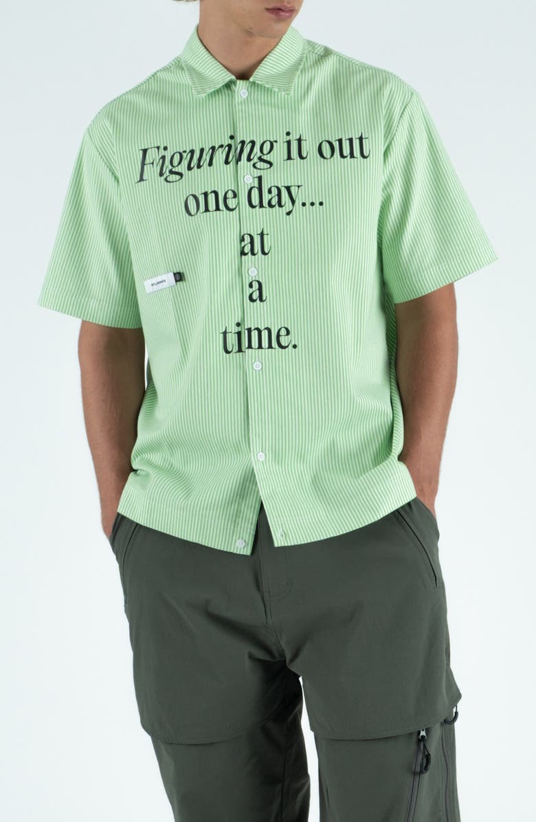 STUDENTS Reymon Stripe Short Sleeve Button-Up Shirt, Alternate, color, Peapod