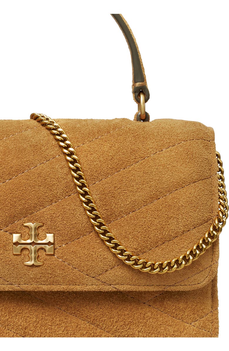 Tory Burch Mini Kira Chevron Quilted Suede Top Handle Bag, Alternate, color,