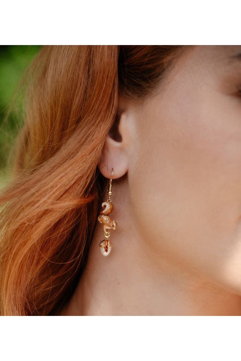 Squirrel & Acorn Drop Earrings, Alternate, color, Squirrel & Acorn