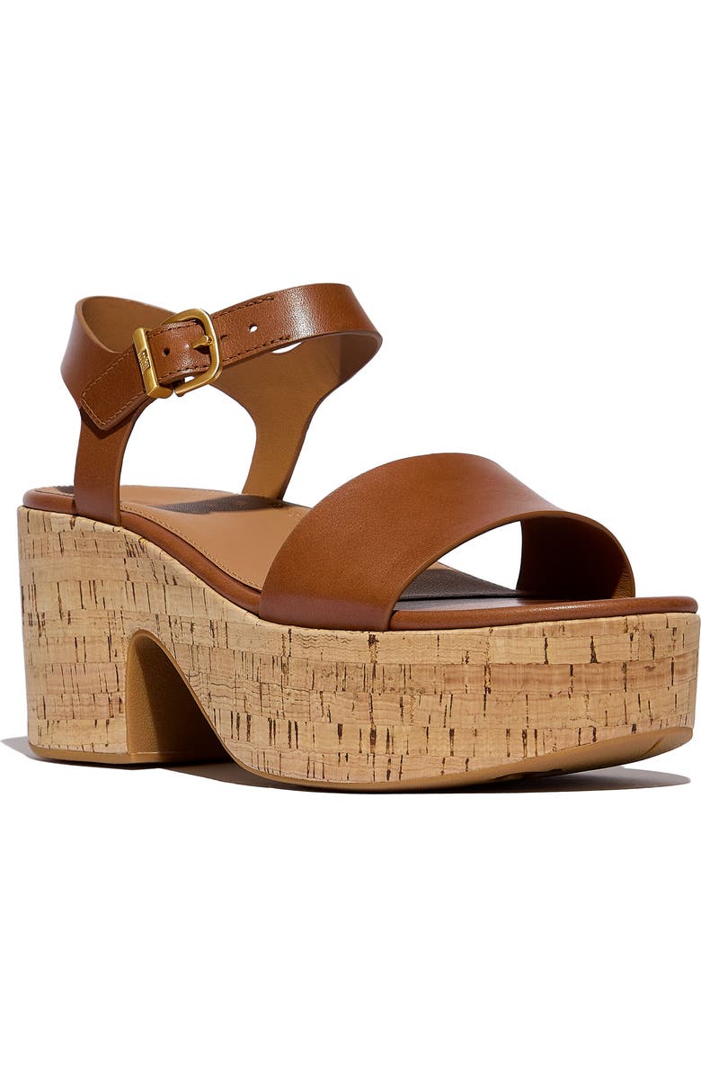 FitFlop PlatFForms Ankle Strap Platform Wedge Sandal, Main, color, Deep Tan