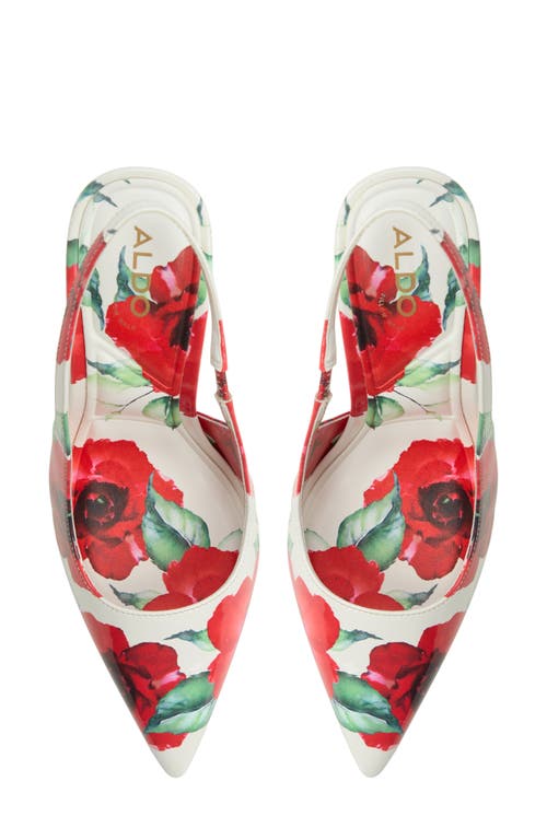 Aldo Lovebloom Pointed Toe Slingback Pump In Red Multi