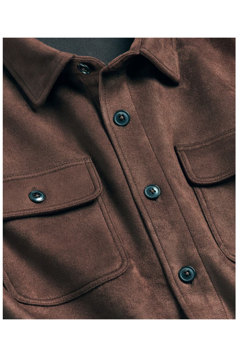 Faux Suede Overshirt, Alternate, color, CHOCOLATE