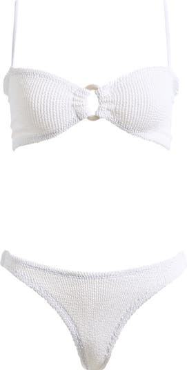 ビキニ Hunza G FW25 MISTY BIKINI PEARLY HOOP (BMISTYPRL WHITE) Misty Bikini Pearly Hoop - White | One Size Swimwear | Hunza G