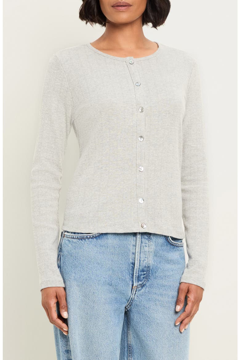 Mackenzie Pointelle Cardigan, Alternate, color, HEATHER GREY