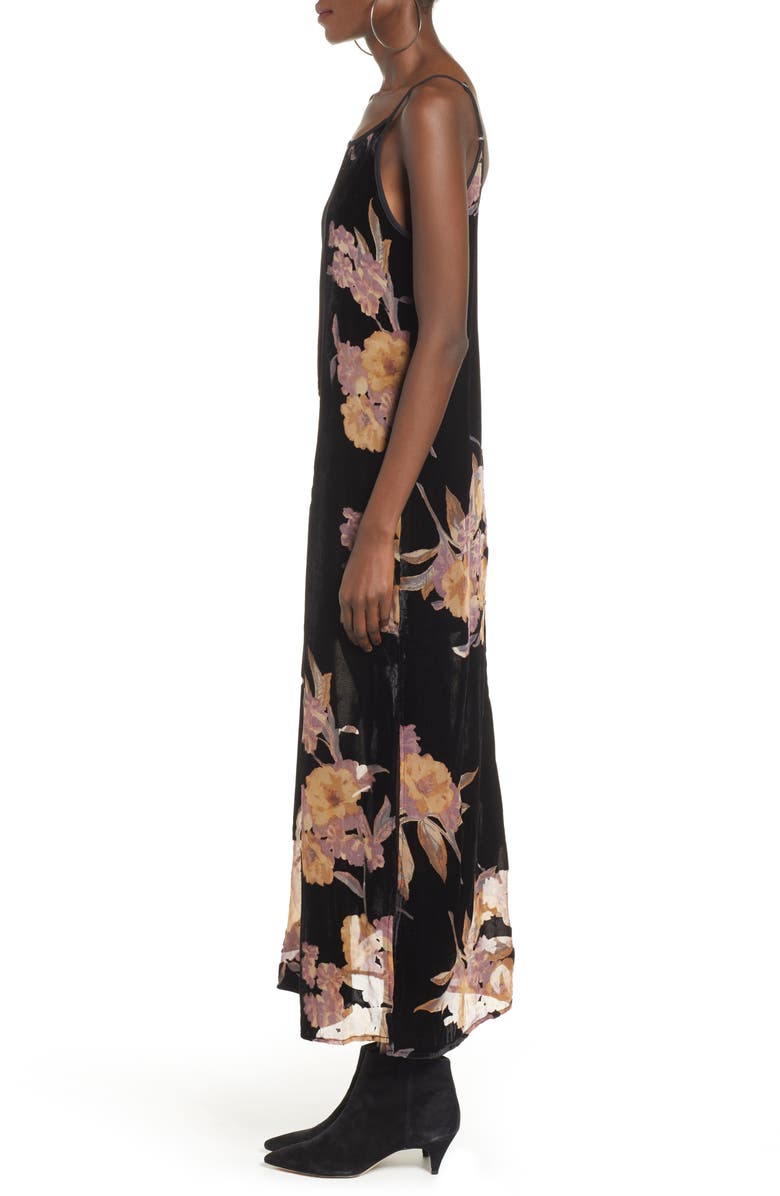 Band of Gypsies Mallorey Floral Print Velvet Dress, Alternate, color,