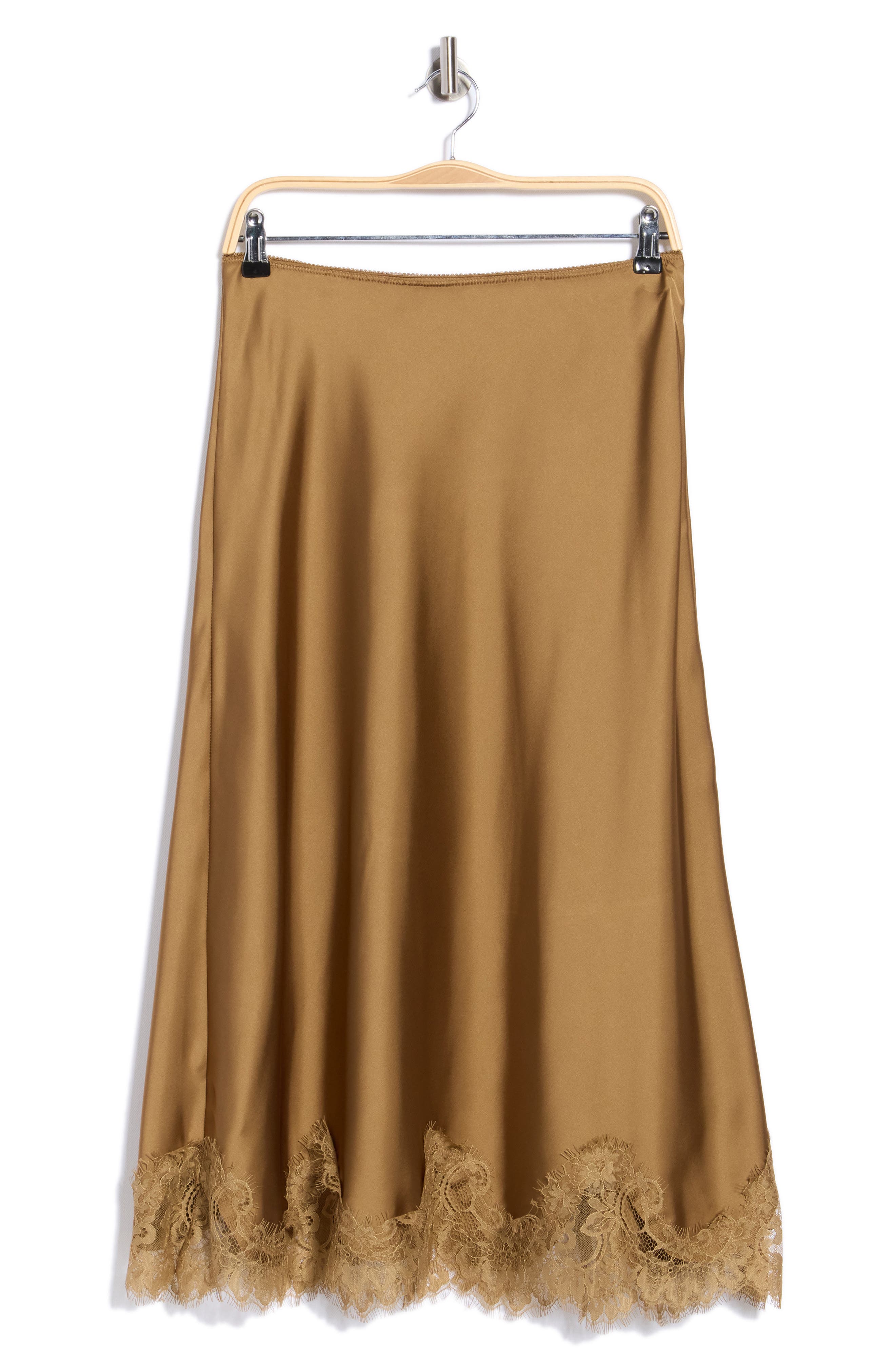 Lace Trim Satin Skirt