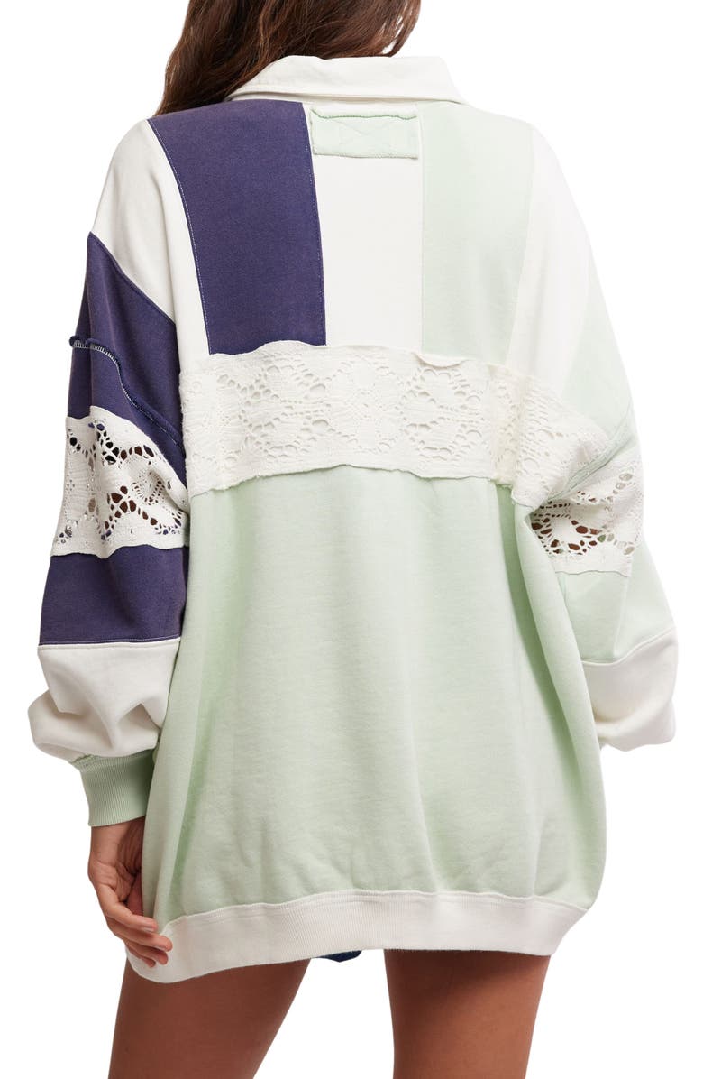 Free People American Dream Lace Accent Colorbock Cotton Rugby Shirt, Alternate, color, 