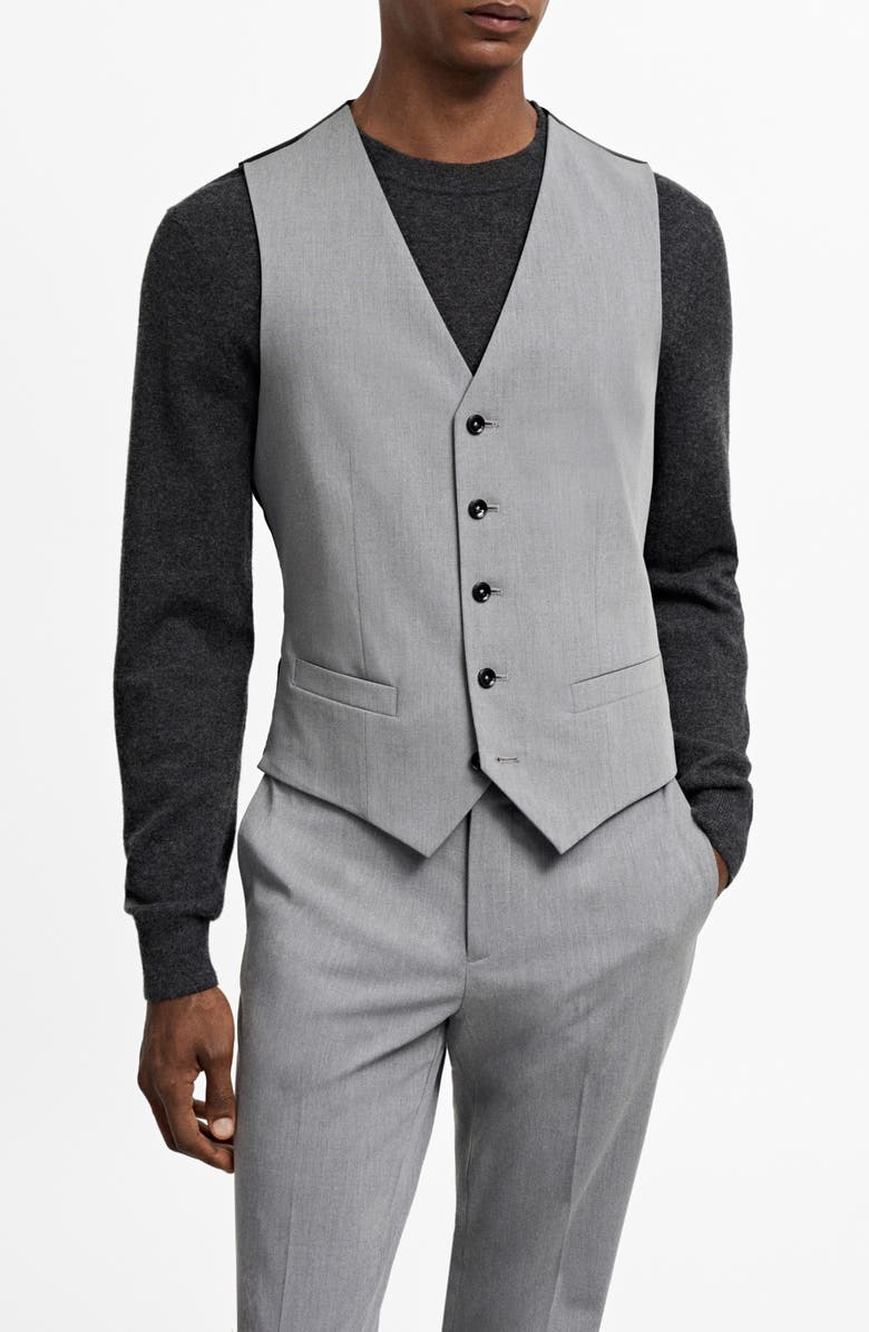 MANGO Superslim Fit Grey Stretch Vest, Main, color,