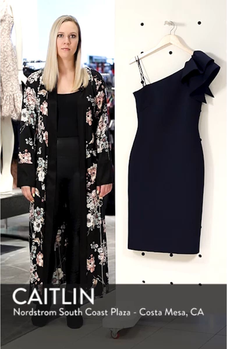 One-Shoulder Ruffle Sheath Cocktail Dress, sales video thumbnail