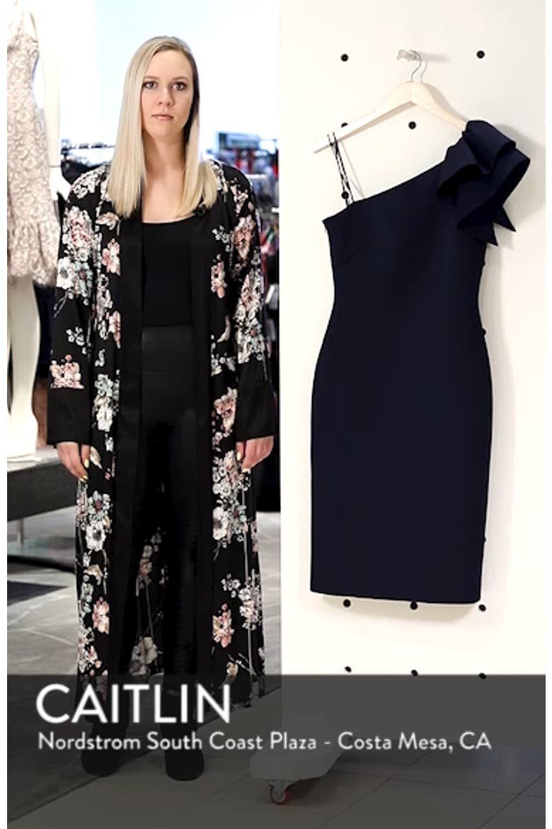 One-Shoulder Ruffle Sheath Cocktail Dress video