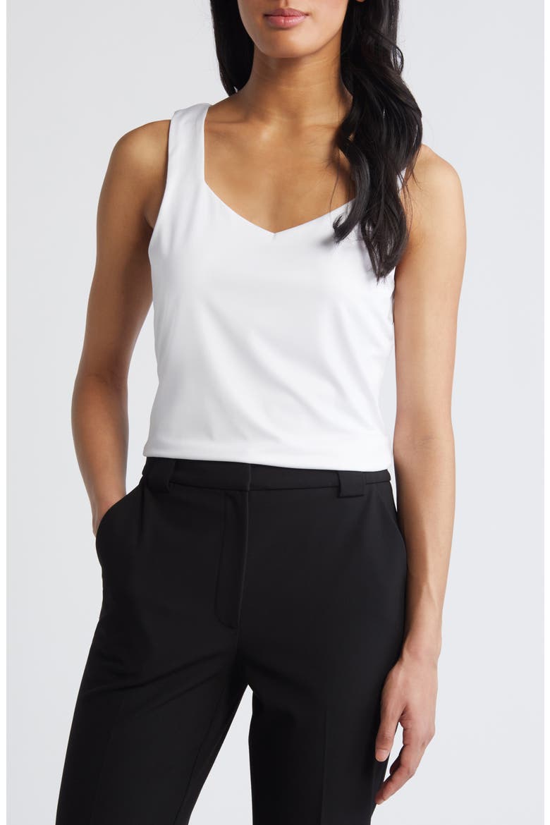 Sweetheart Sleeveless Knit Top, Main, color, BRIGHT WHITE