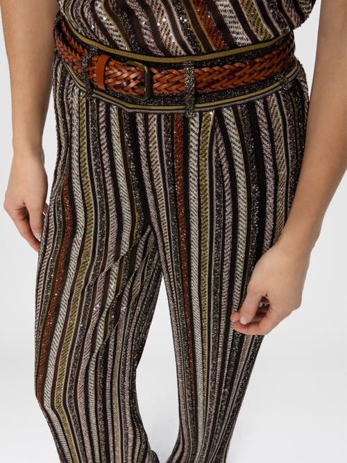 Missoni Long Pants In Herringbone Stripe Knit In Multi