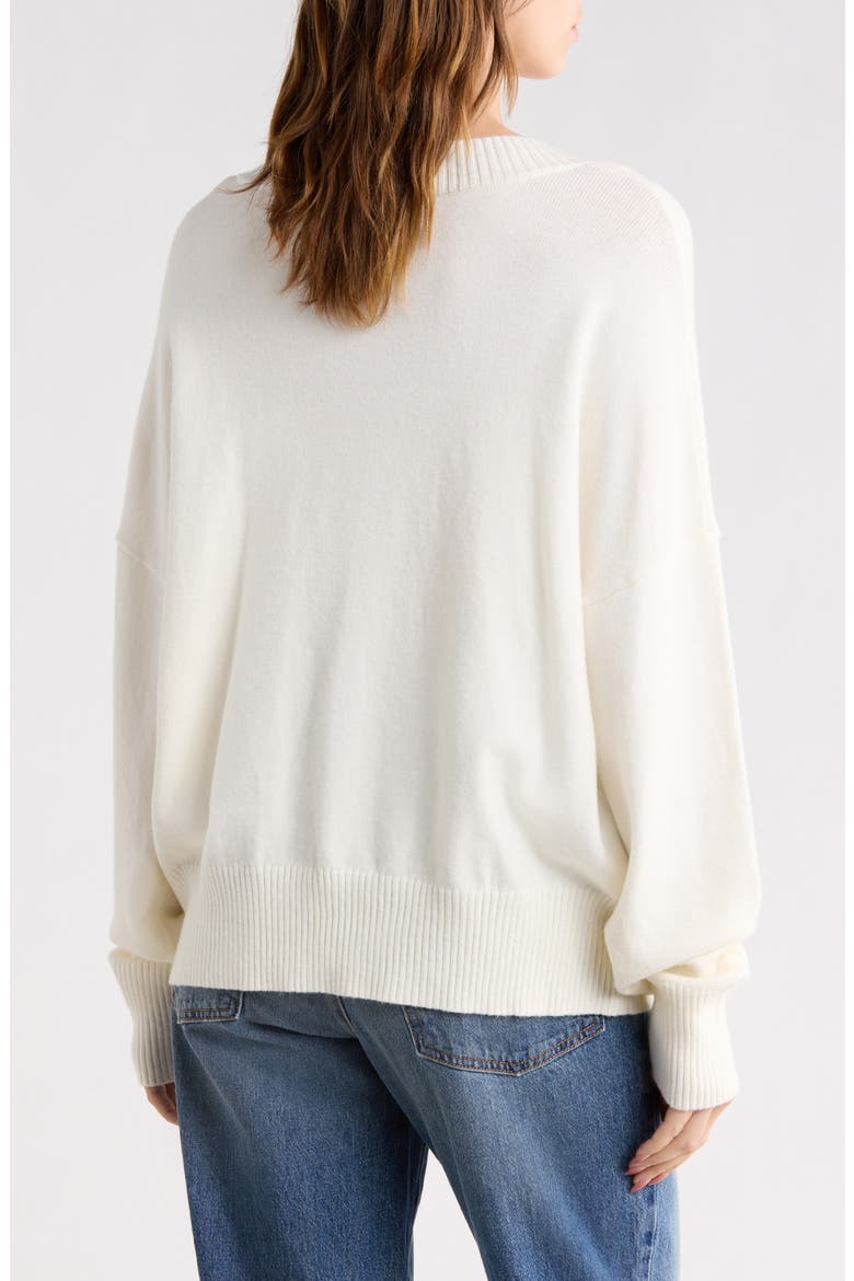 V-Neck Sweater, Alternate, color, CREME