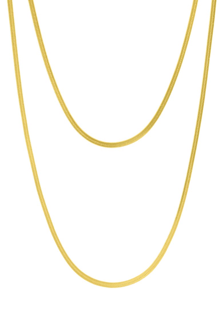 Water Resistant Herringbone Chain Double Layered Necklace, Main, color, YELLOW