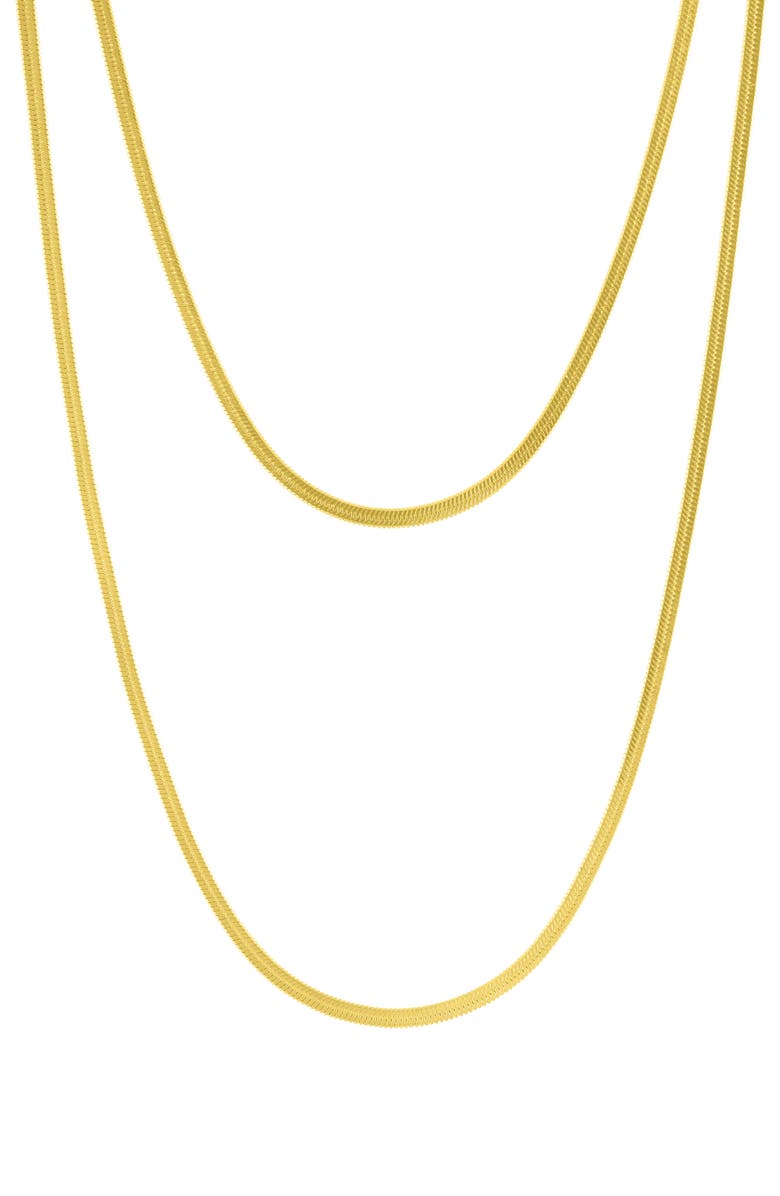 Adornia Water Resistant Herringbone Chain Double Layered Necklace, Main, color, 