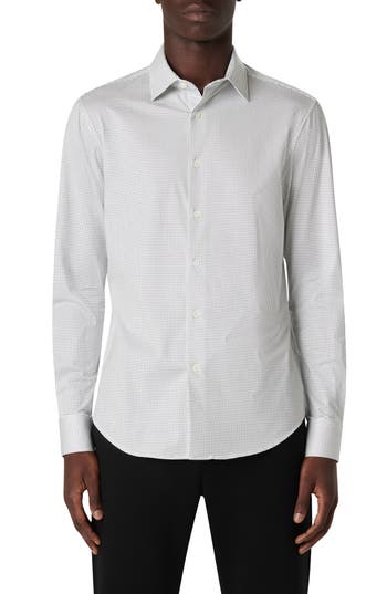BUGATCHI BUGATCHI JAMES OOOHCOTTON® PIN DOT PRINT BUTTON-UP SHIRT