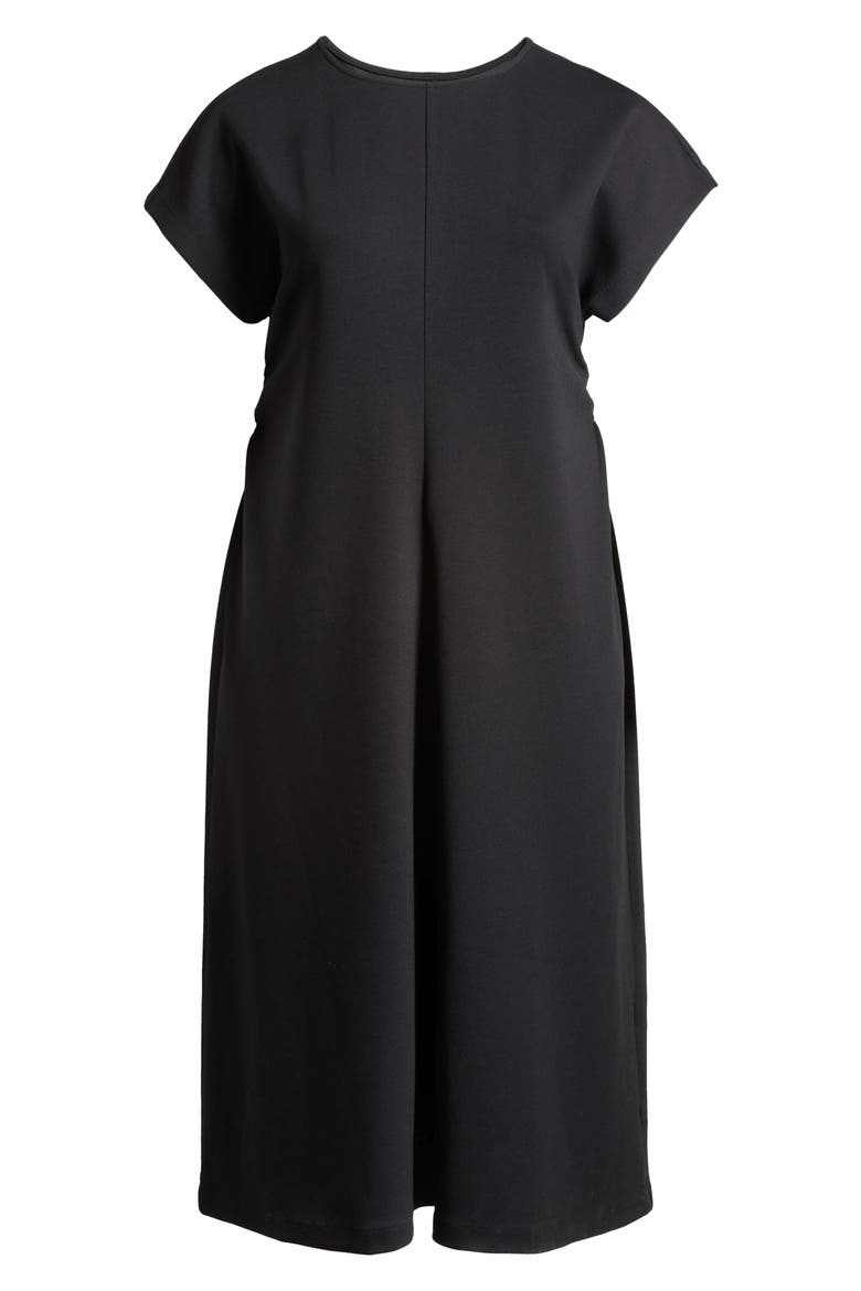 Crewneck Midi Dress, Alternate, color, BLACK