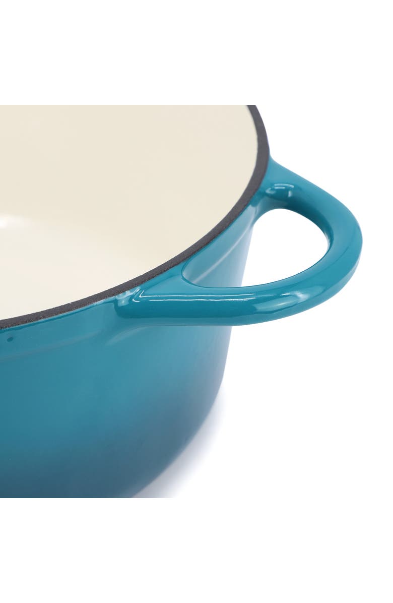 Megachef 6.35 Quart Round Enameled Cast Iron Dutch Oven with Self Basting Lid, Alternate, color, Light Blue