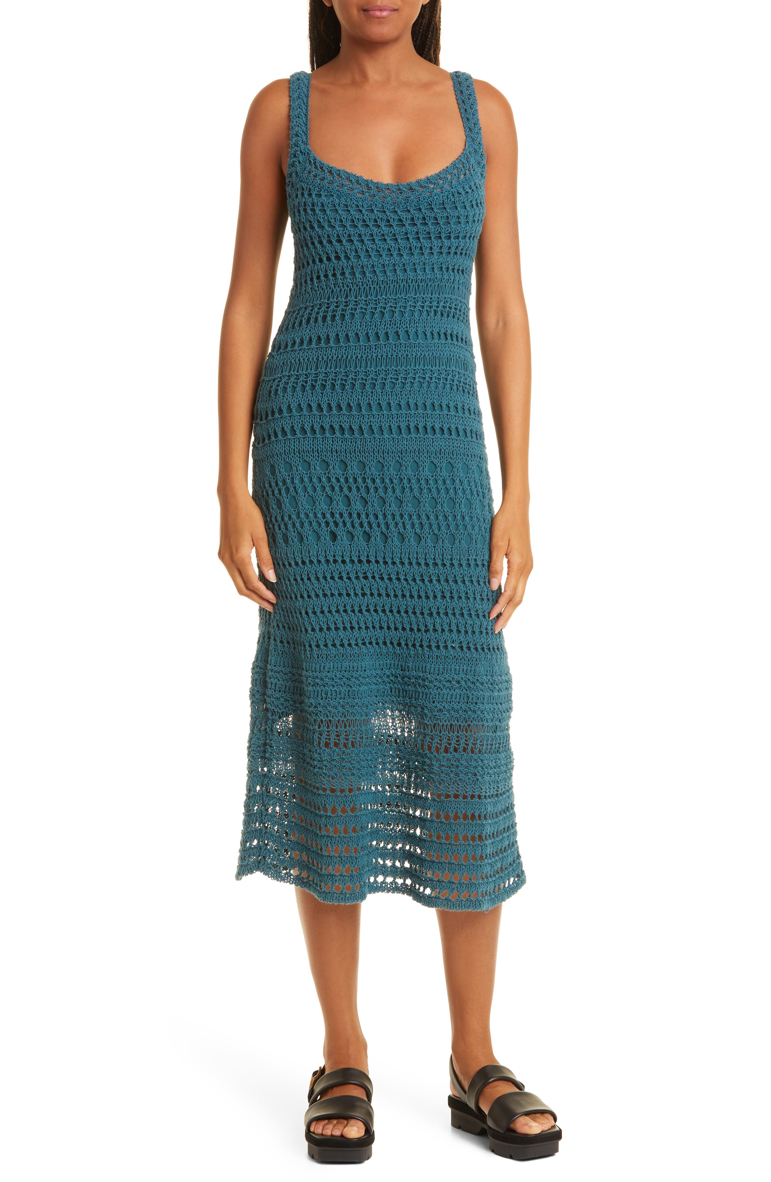 Vince Stretch Cotton Crochet Dress