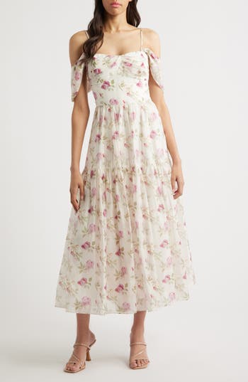 Lucy Paris Catarina Floral Cold Shoulder Dress In Multi