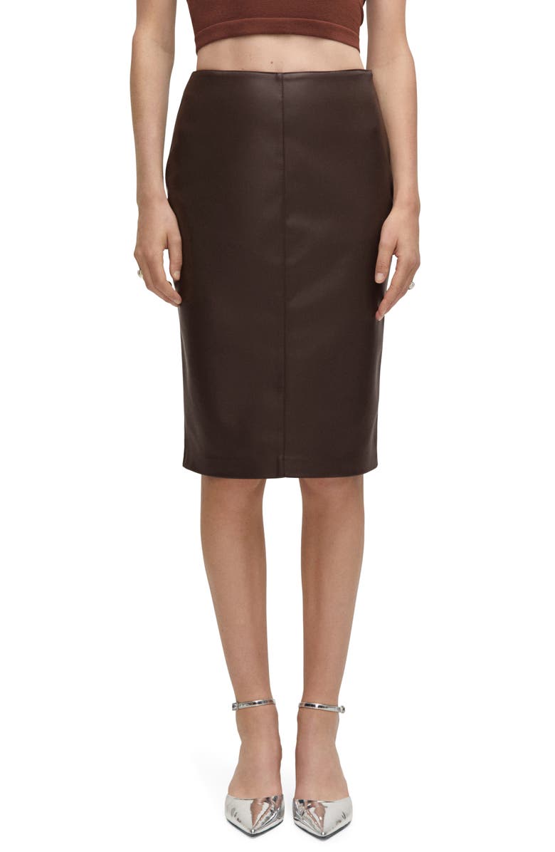 MANGO Faux Leather Pencil Skirt, Main, color, 