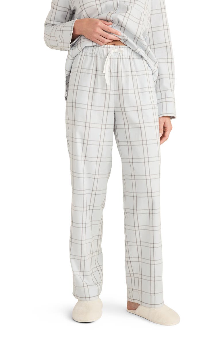 Haven Well Within Lightweight Flannel Windowpane Pajama Pants, Main, color, Glacier Frost Windowpane