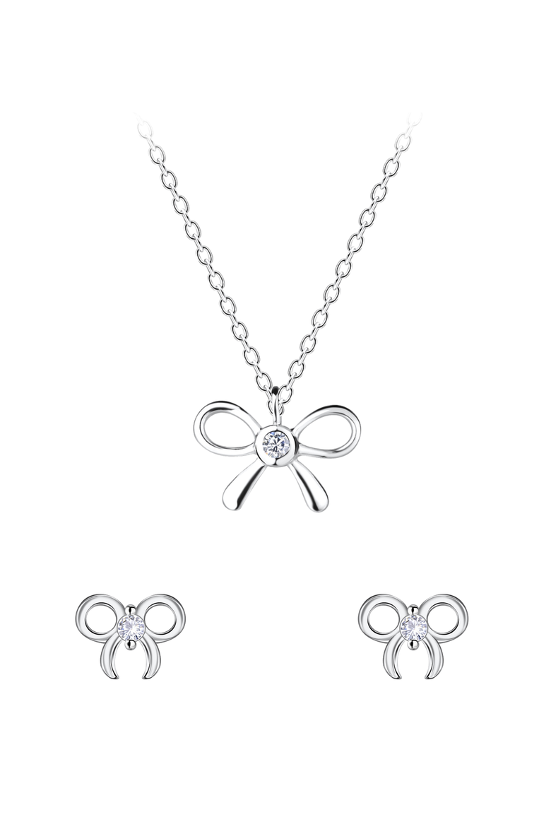 Sterling Silver Bow  Jewelry Set in Signature Gift Box, Alternate, color, Silver