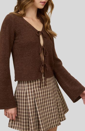Front Tie Crop Cardigan