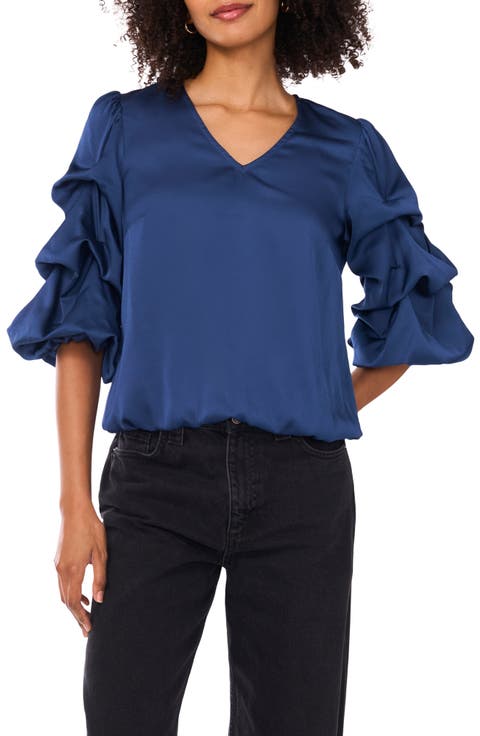 Vince Camuto V-Neck Bubble Sleeve Top | Nordstromrack