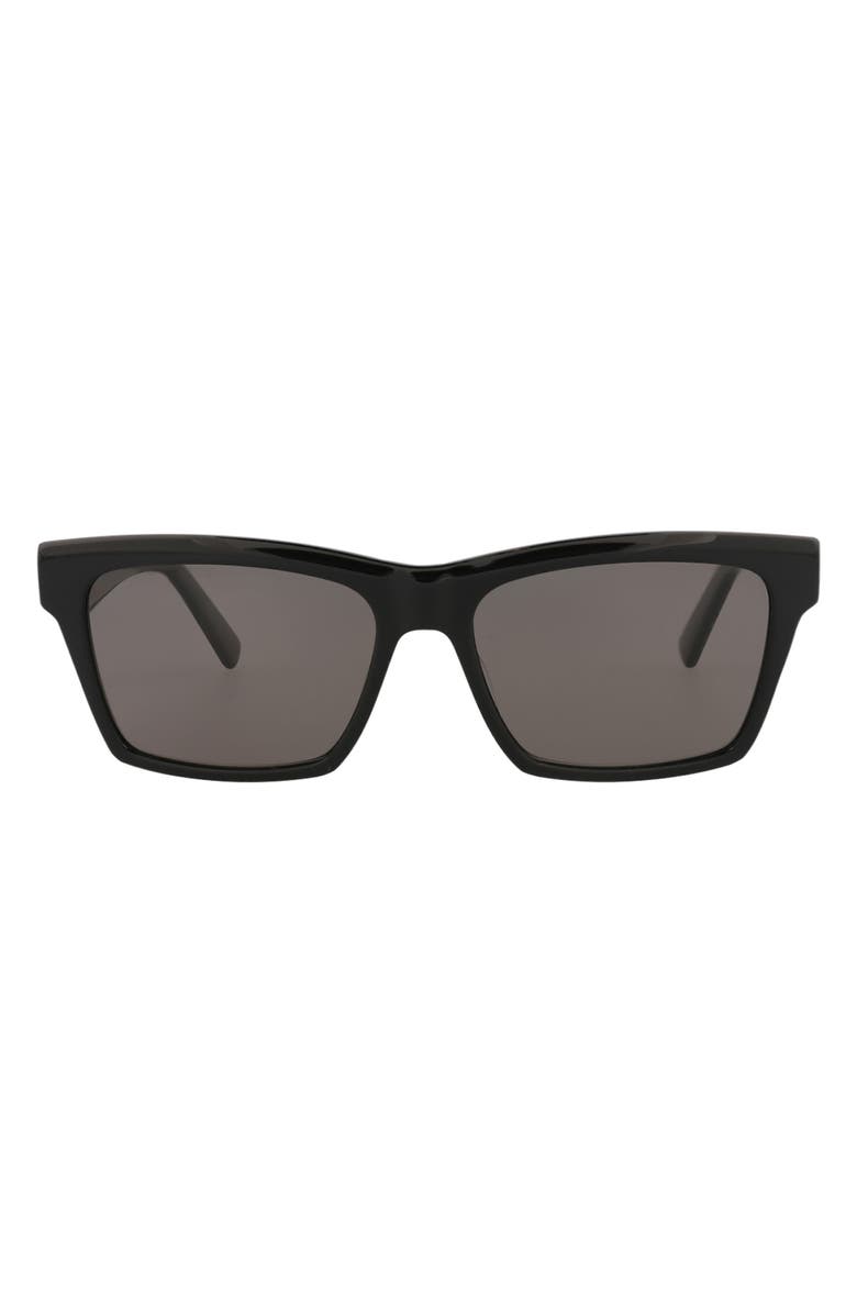 Saint Laurent 56mm Square Sunglasses, Main, color, Black Black Grey