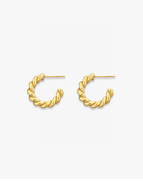 Ben Oni Small Open Twisted Hoop Earrings In Gold
