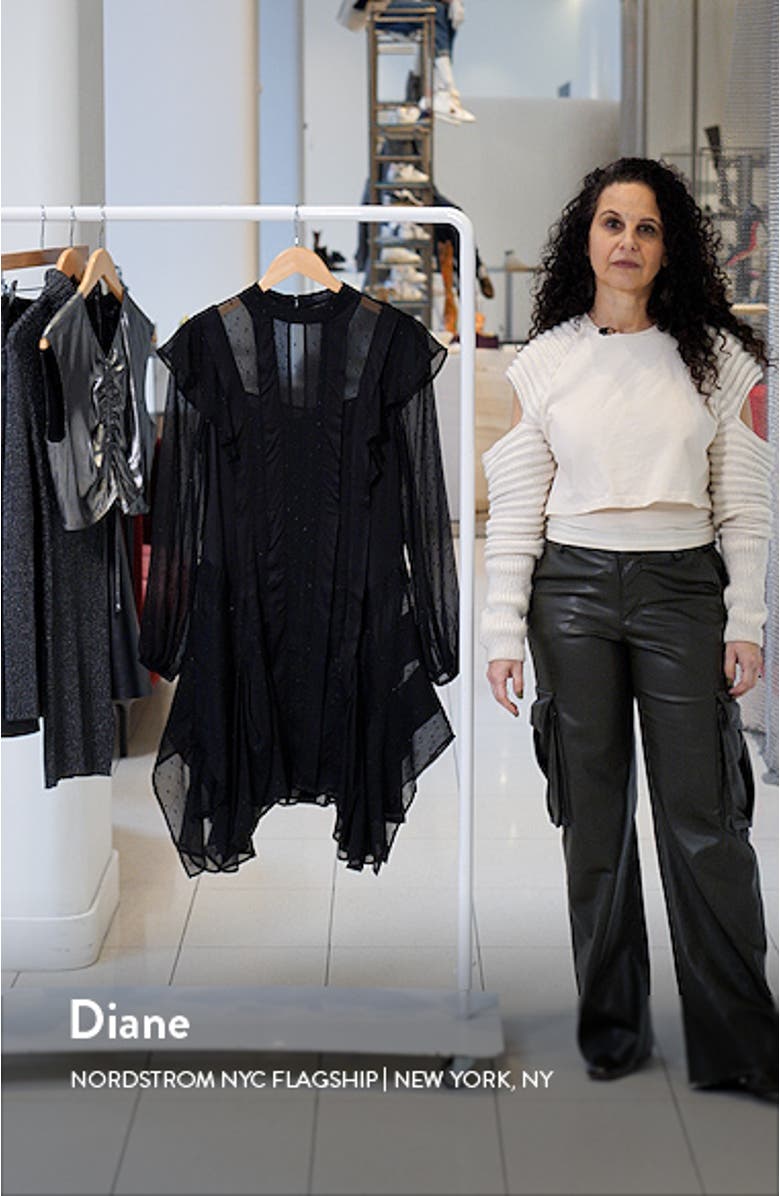 Fleur Shim Metallic Long Sleeve Minidress, sales video thumbnail