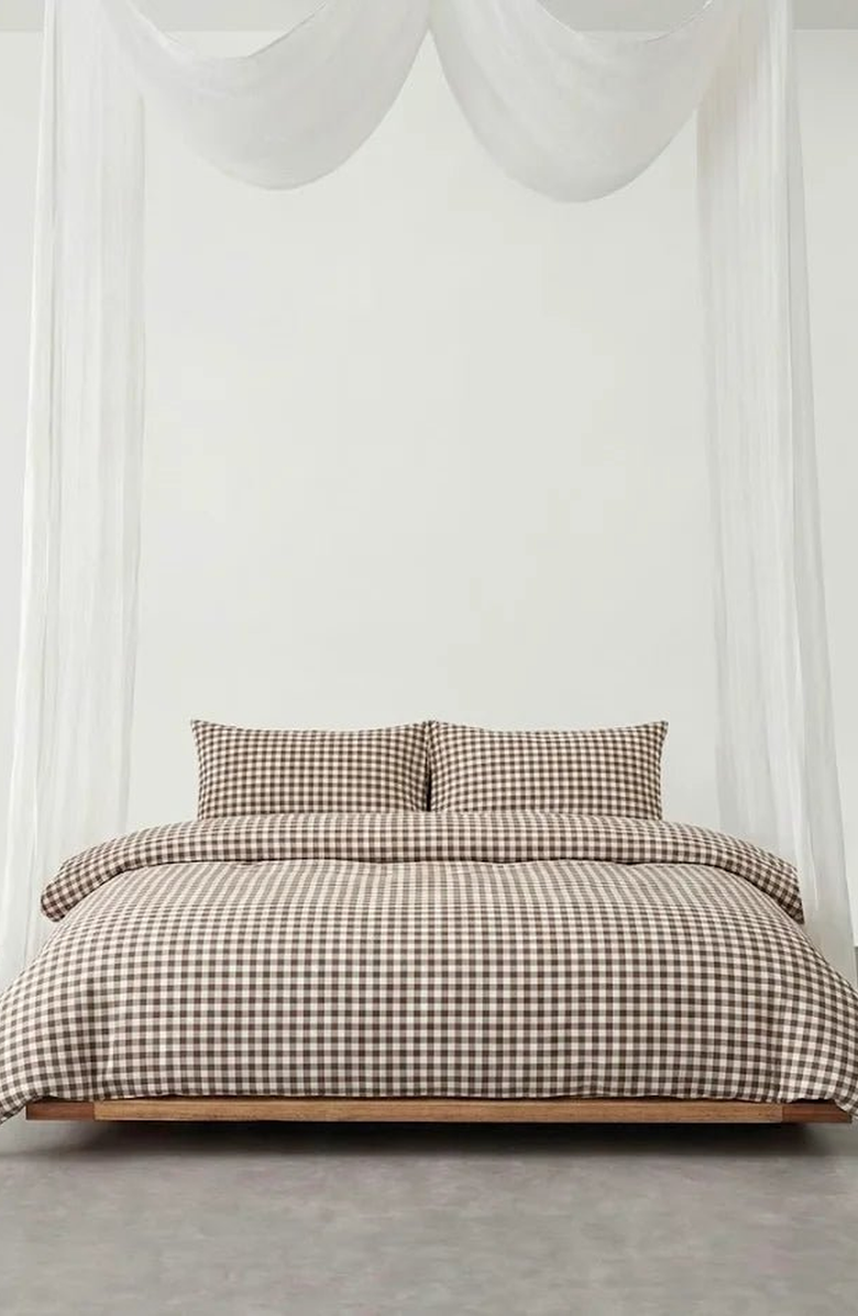 Ever Lasting Gingham Bedding Set, Alternate, color, Brown Gingham, Fitted