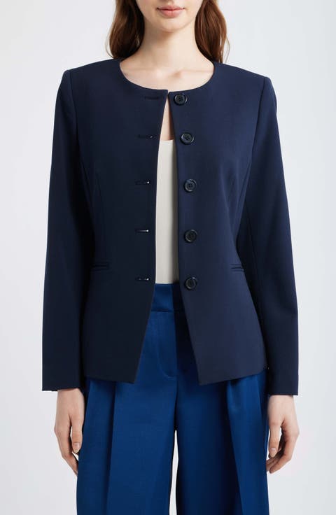 Collarless Button Jacket