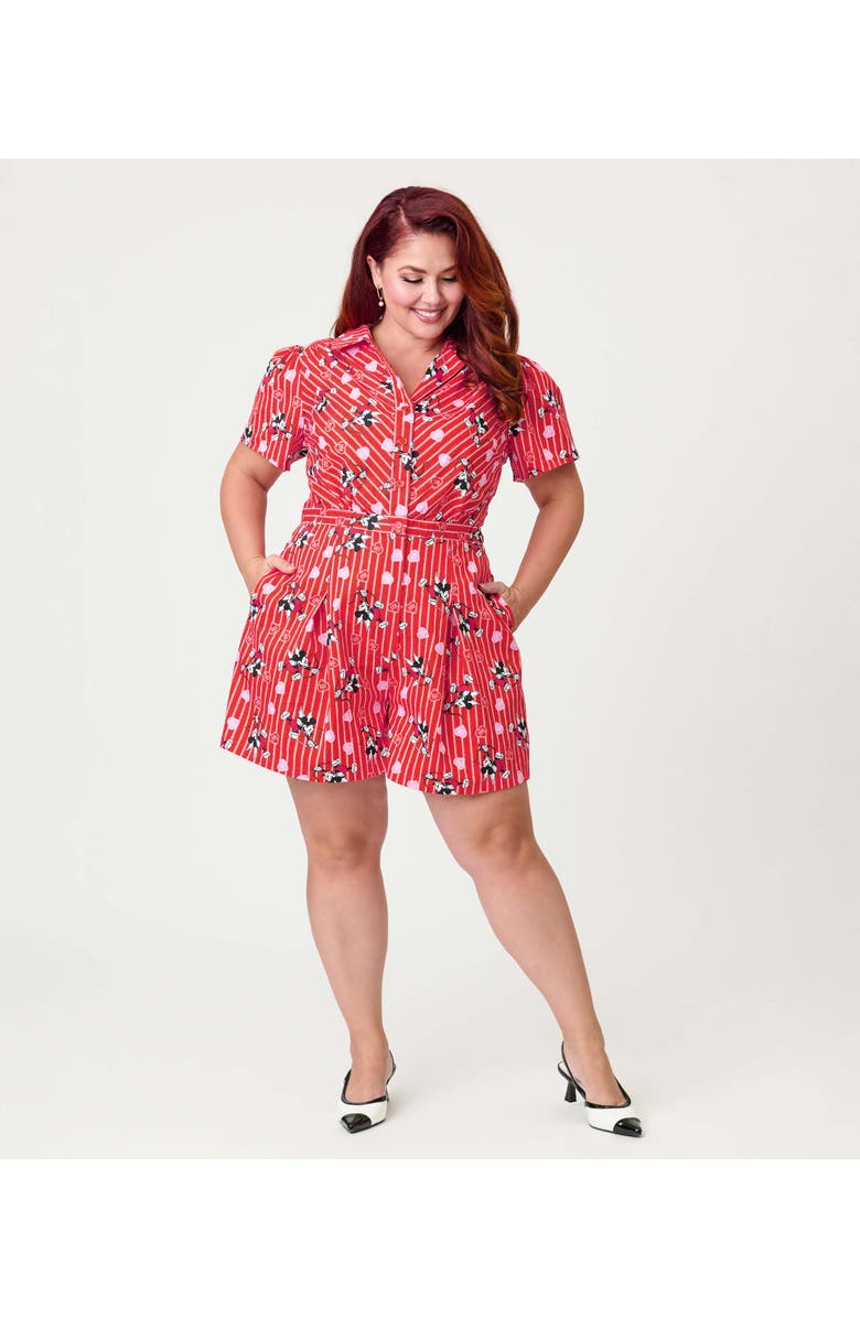 Unique Vintage Plus Size Button Front Romper, Alternate, color, Red & White Stripe