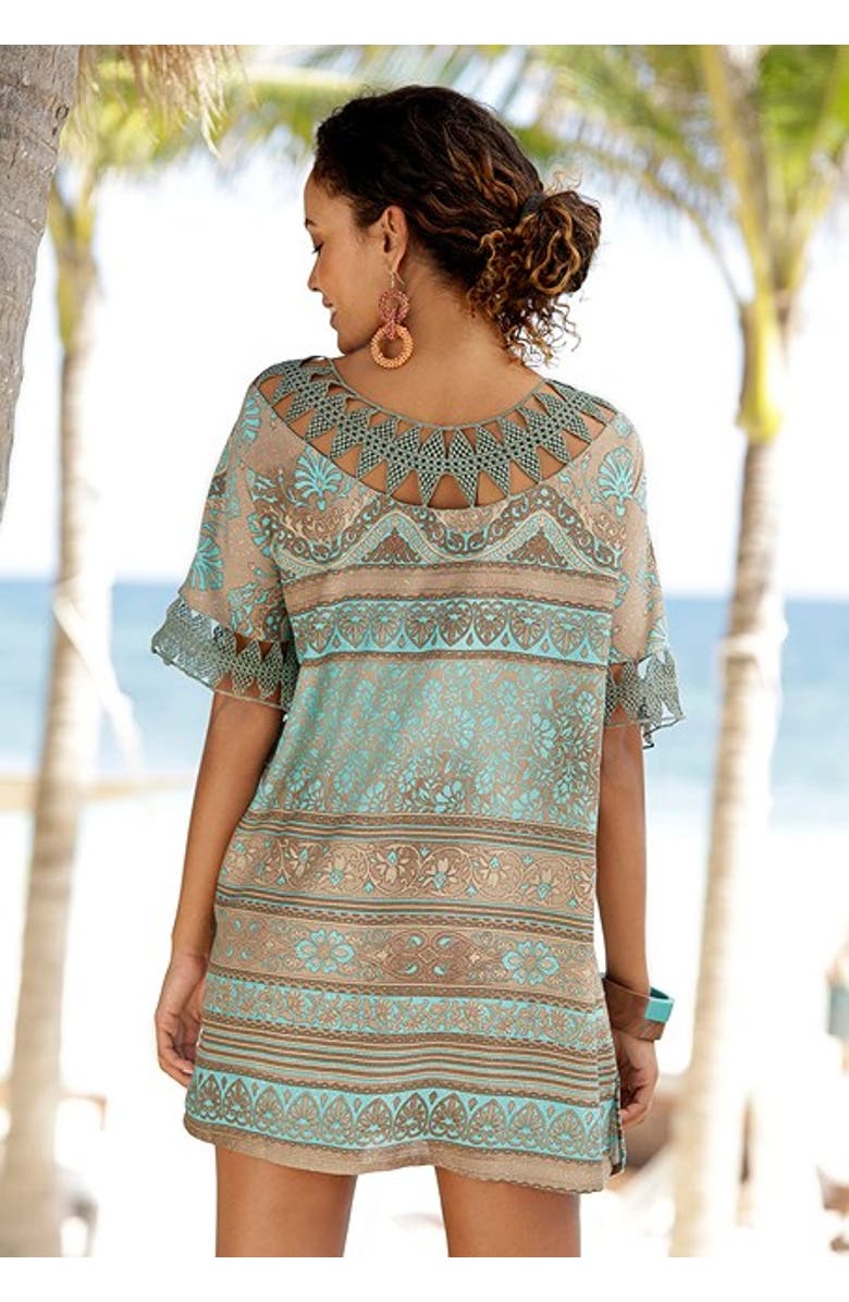 LASCANA Women's Boho Print Cover Up Turquoise Print, Alternate, color, Turquoise Print - 0/2
