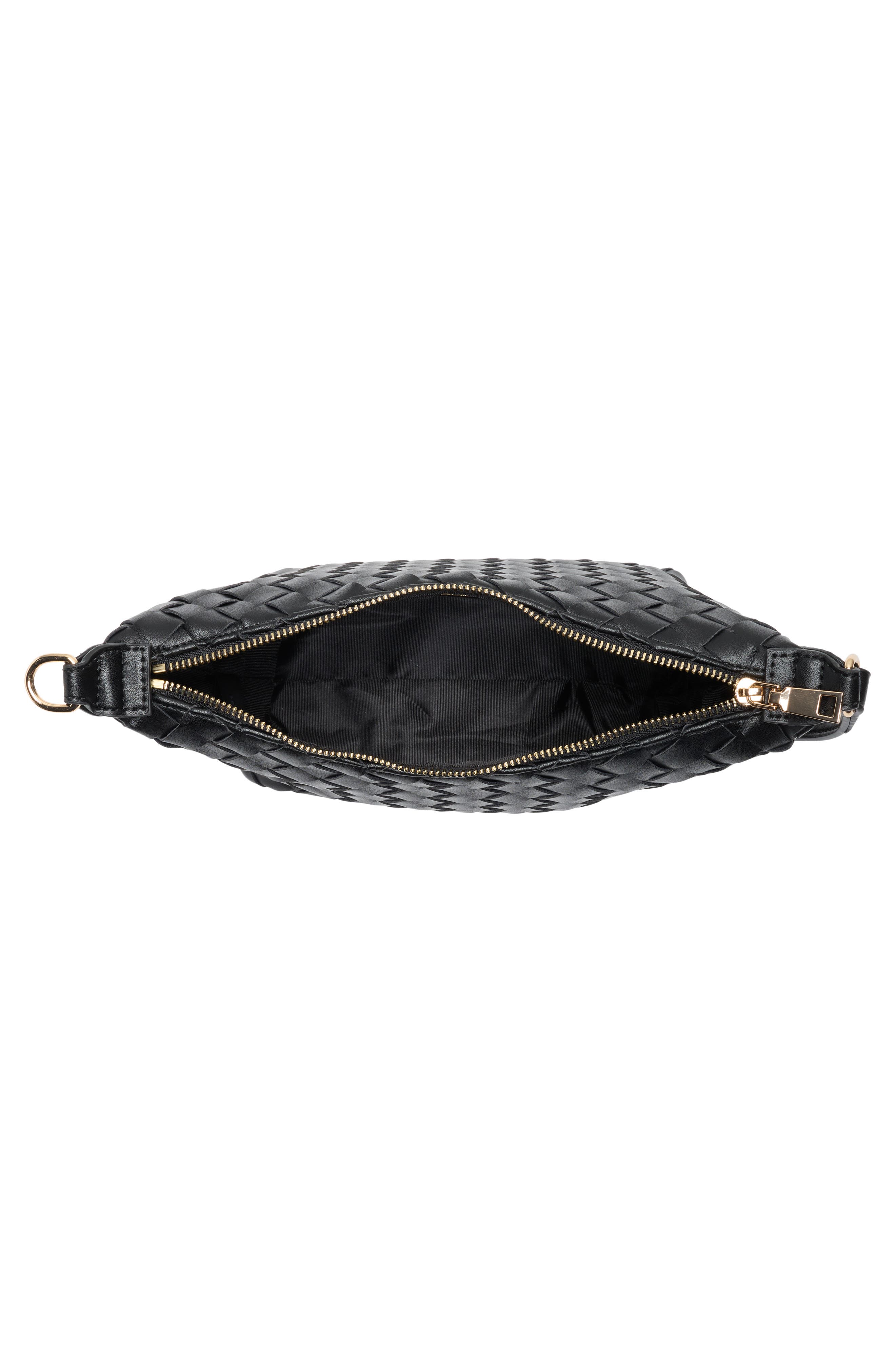 URBAN EXPRESSIONS HANDBAGS Faux Leather Woven Crossbody Bag, Alternate, color, Black