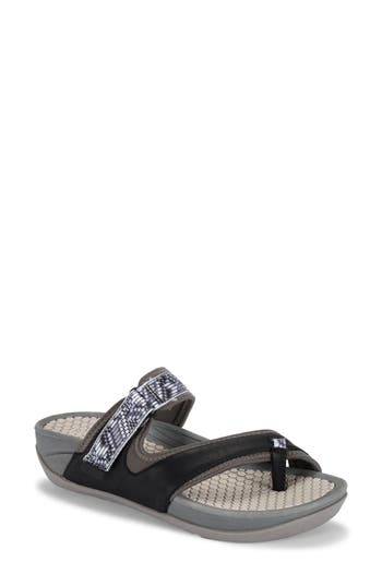 Baretraps Deserae Womens Faux Leather Slip On Sport Sandals In Dark Gray