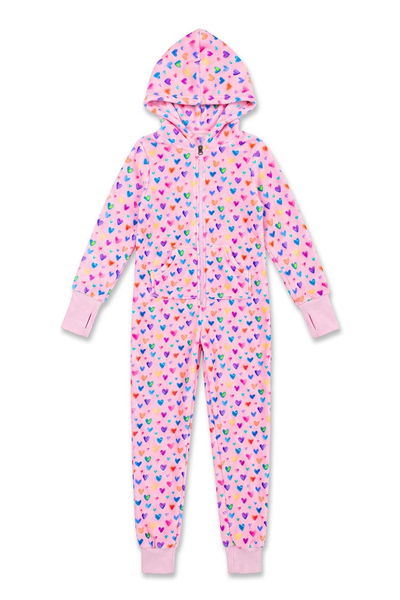 Cheerful Hearts Plush Jumpsuit, Main, color, Pink