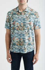 johnnie-O Almanzo Tropical Print Cotton Blend Sport Shirt