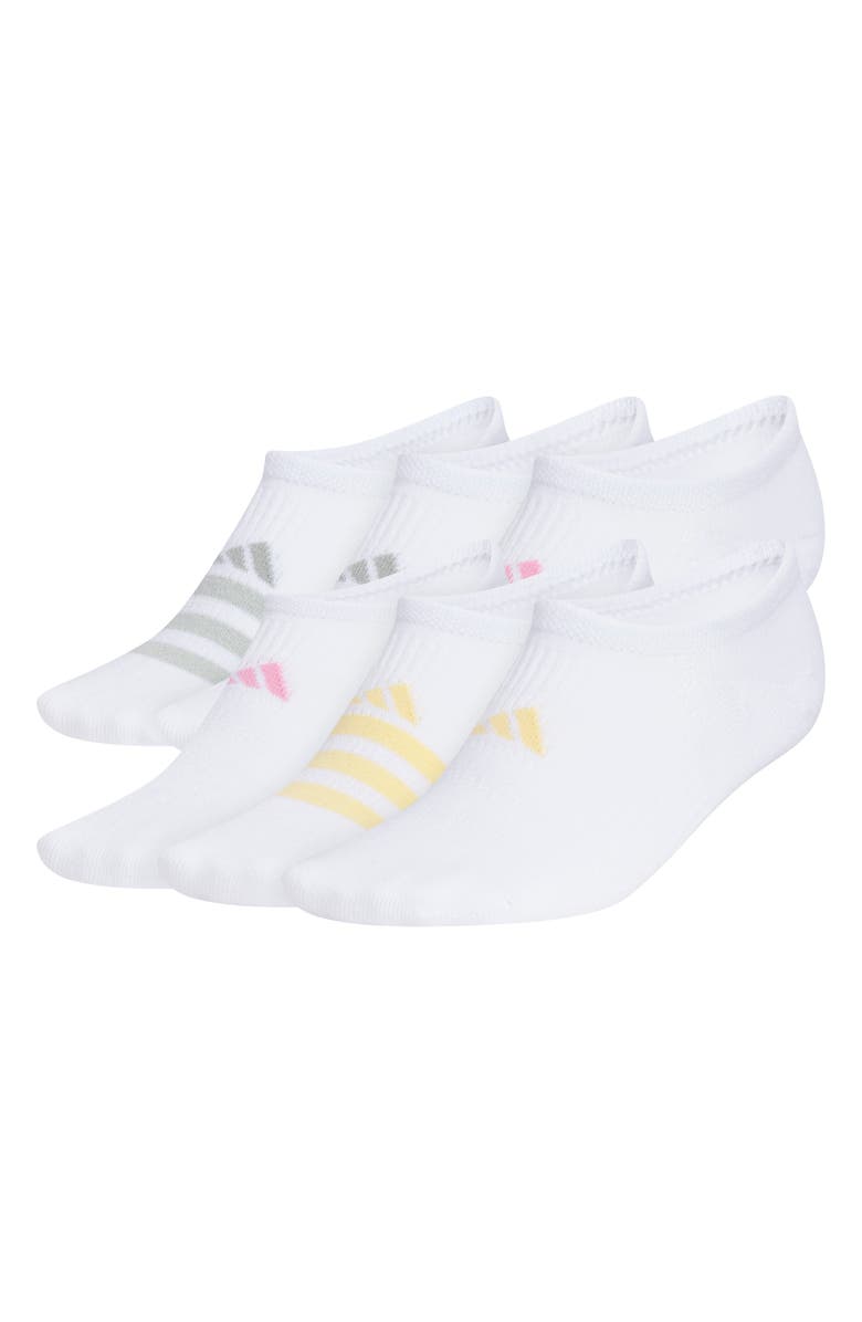 adidas Superlite 3.0 6-Pack No-Show Socks, Main, color, White/ Green/ Tropic Bloom
