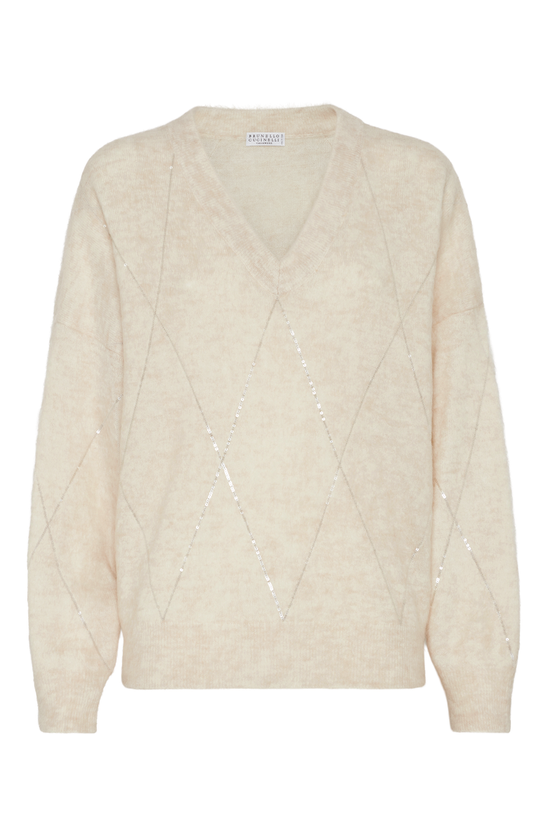 Brunello Cucinelli Sweater with Dazzling Argyle Embroidery, Main, color, 