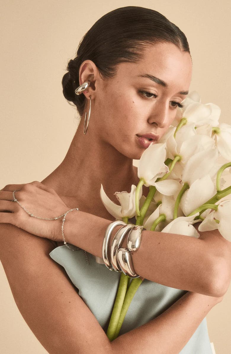 Petit Moments Thin Livorno Bypass Cuff Bracelet, Alternate, color, Silver