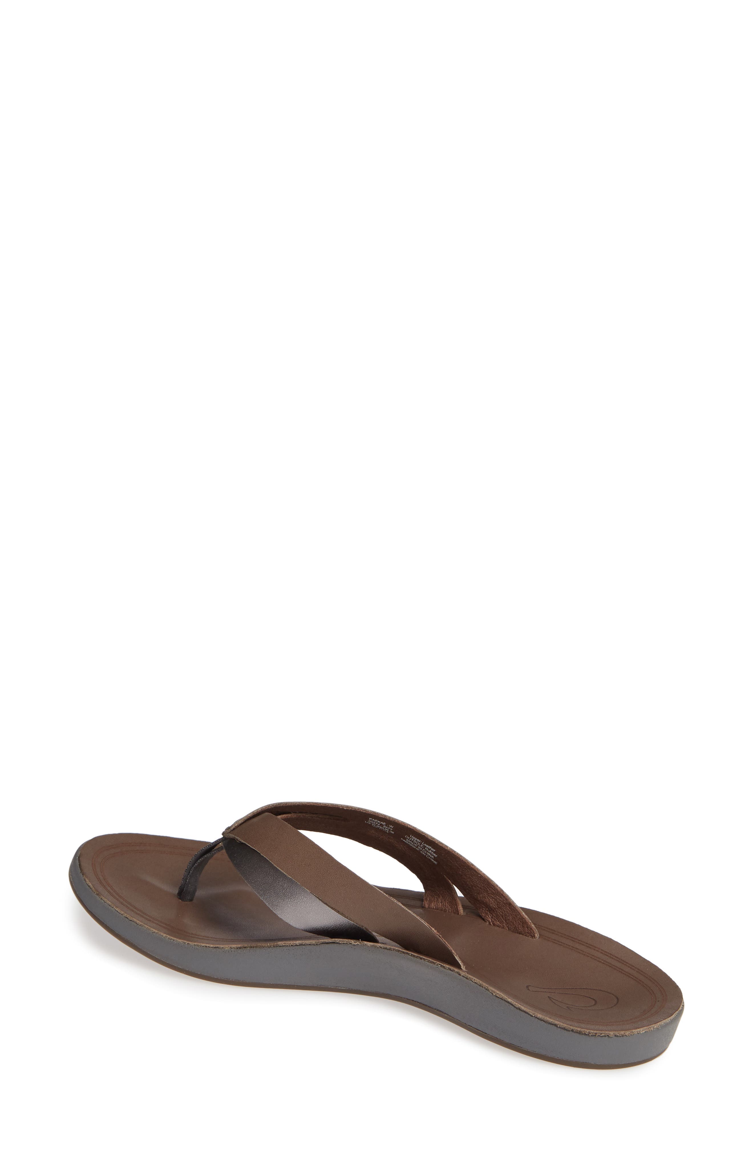 Kaekae Flip Flop, Alternate, color, CHARCOAL/ PEWTER LEATHER