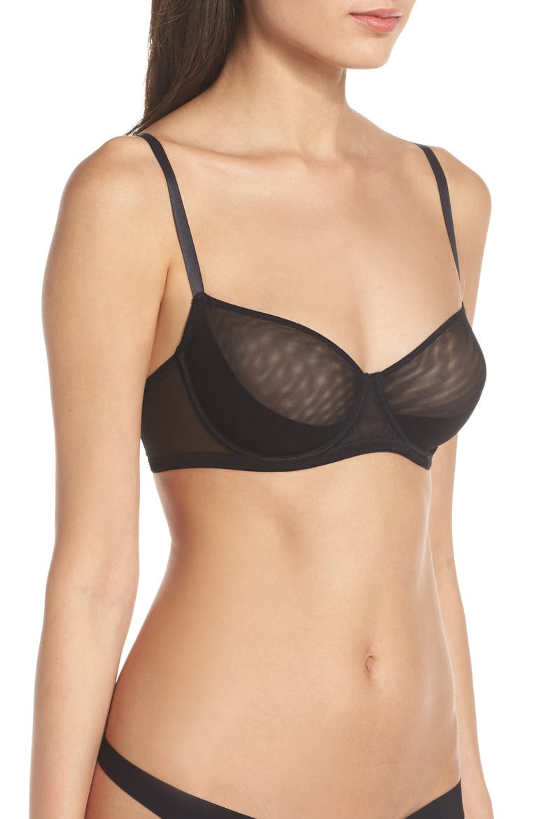Uptown Convertible Underwire Demi Bra, Alternate, color, BLACK