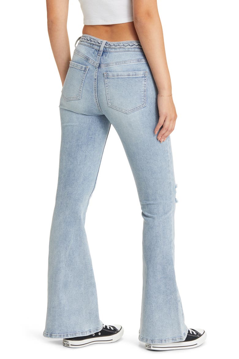 Braided Flare Leg Jeans, Alternate, color, LIGHT WASH