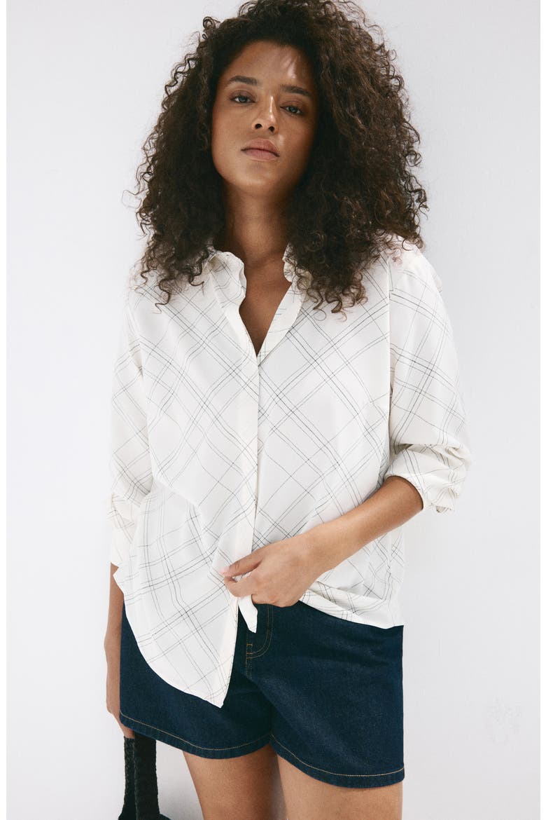 Printed Straight Shirt, Alternate, color, ECRU