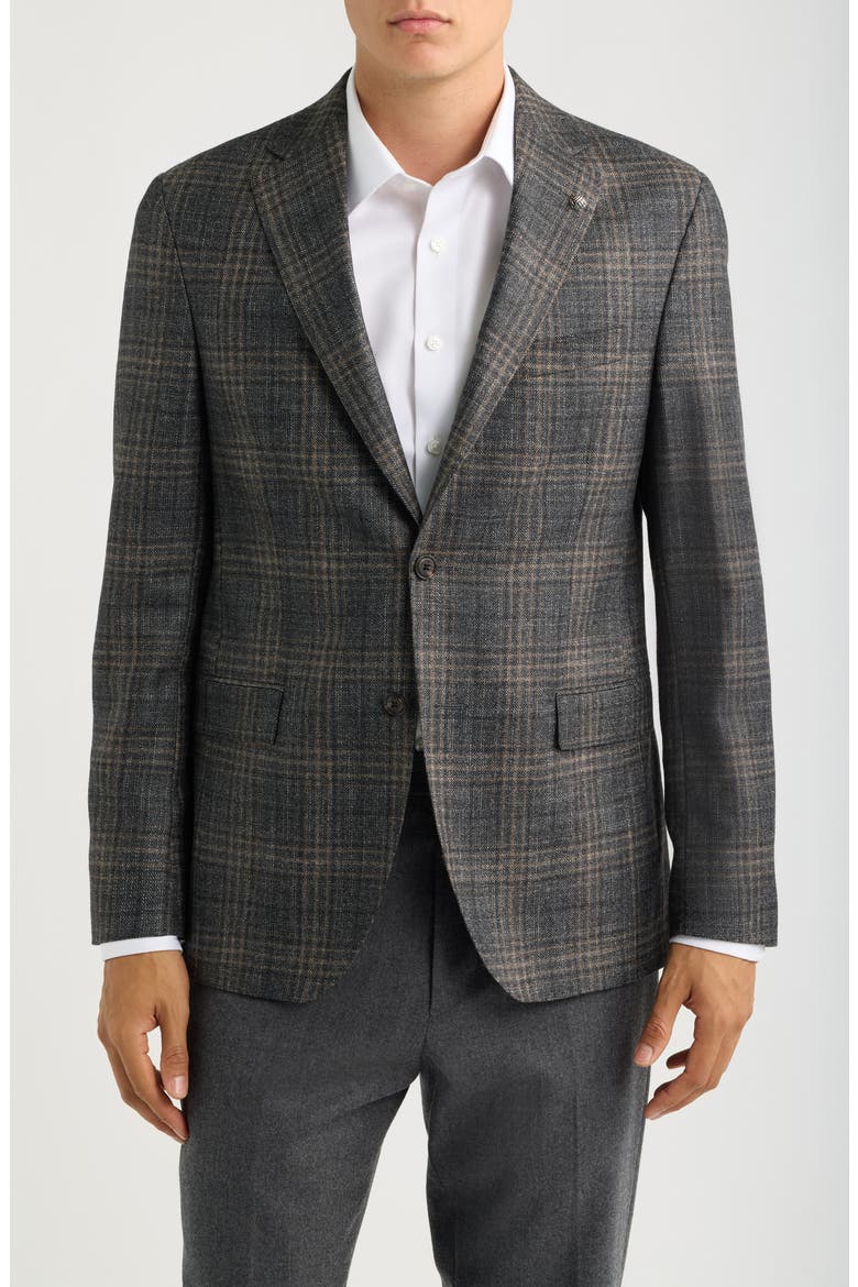 McAllen Plaid Wool, Silk & Cashmere Sport Coat, Main, color, CHARCOAL
