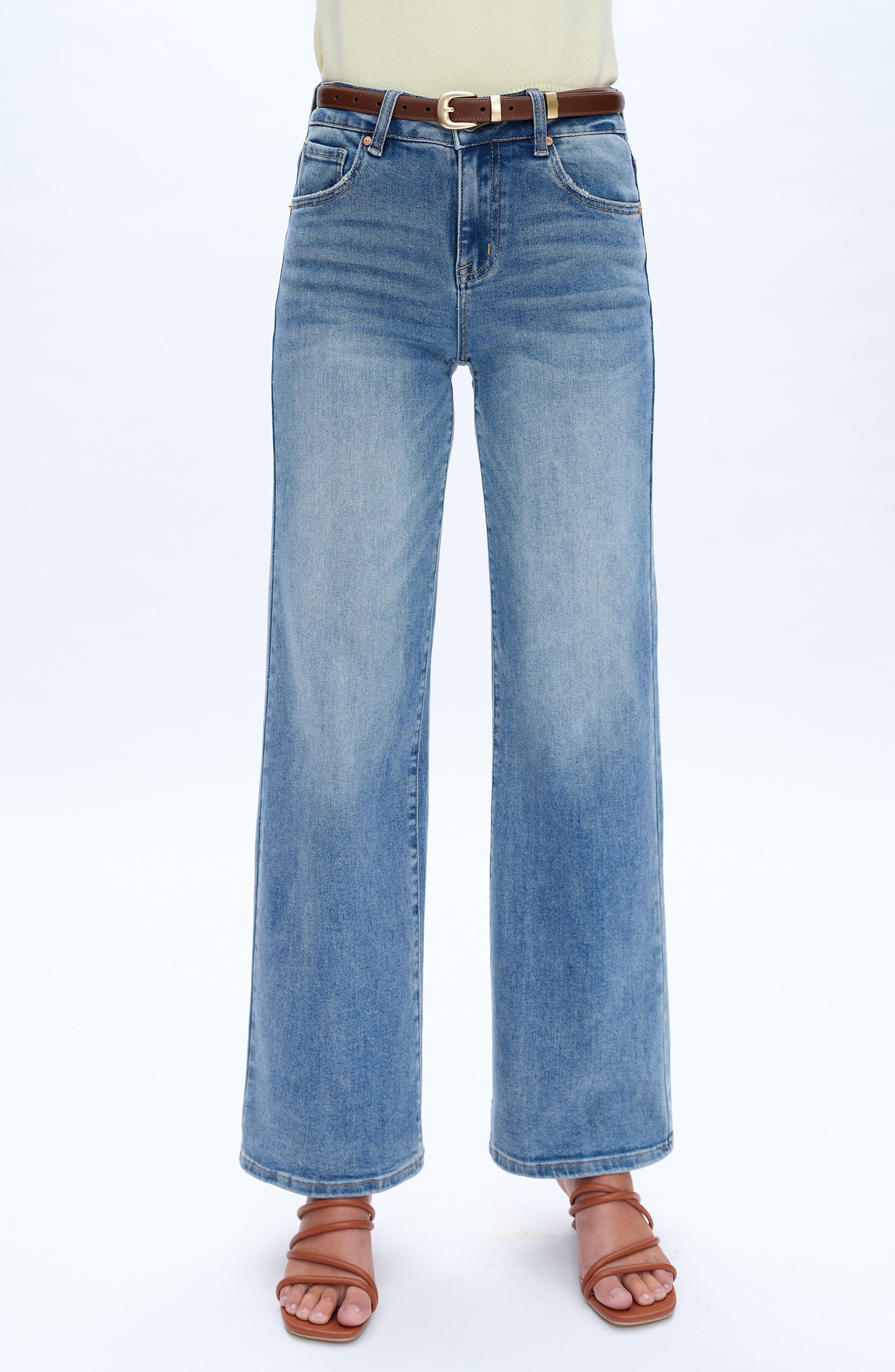 Mid Rise Wide Leg Jeans
